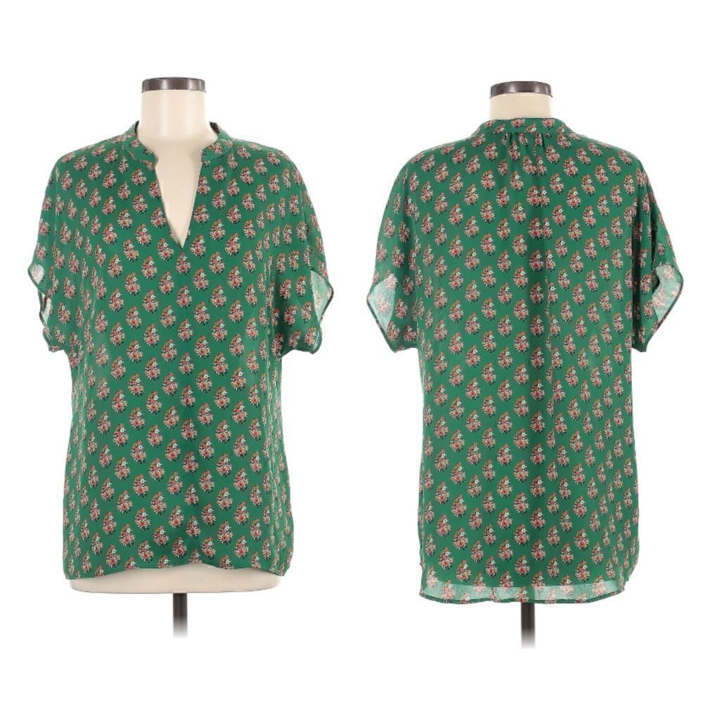 CAbi - Stevie Green Floral Bouquet Blouse #3252 Small